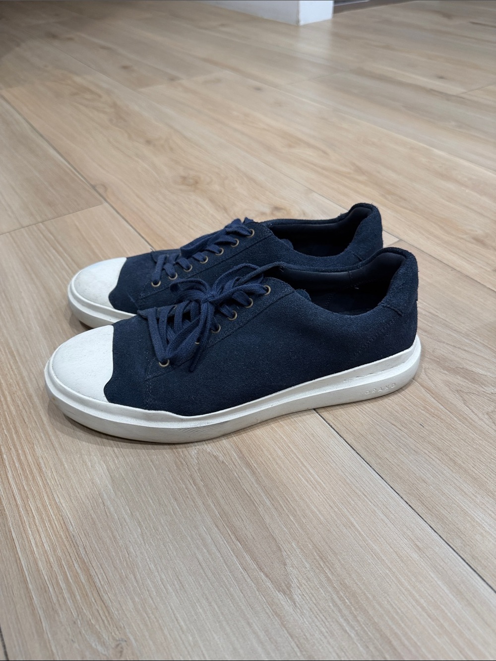 Cole Haan Navy suede  Low-Top Sneakers with White Toe and Sole
